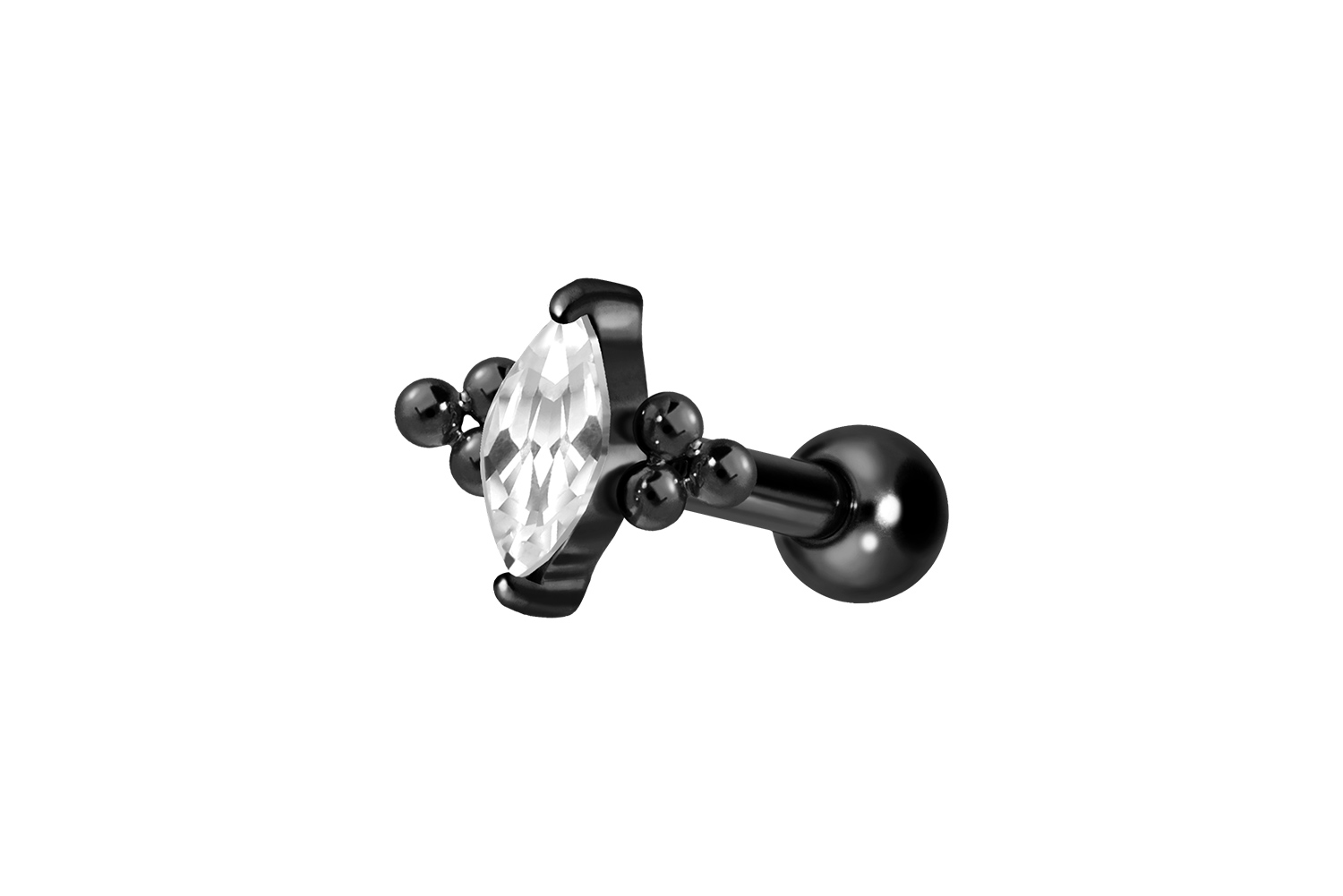 Titan Ohrpiercing mit Innengewinde KRISTALLTROPFEN + 6 KUGELN